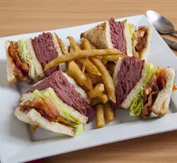 Club sandwich platter with fries